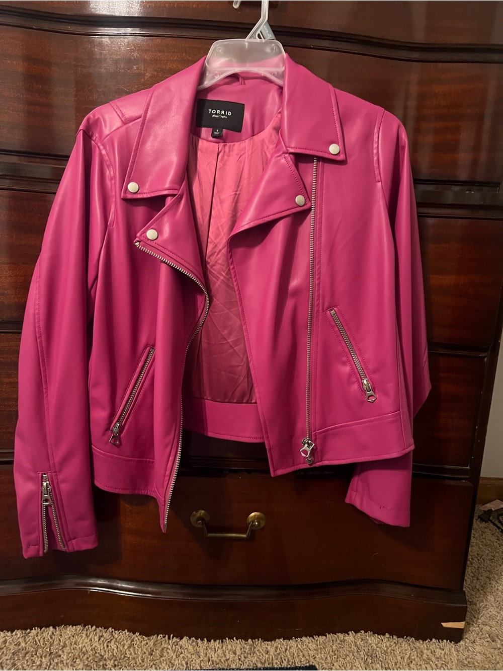 torrid Bright Pink Faux Leather Moto Jacket